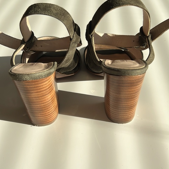 Sapena sandals Suede leather, made in Spain, olive green block heel - Picture 9 of 12